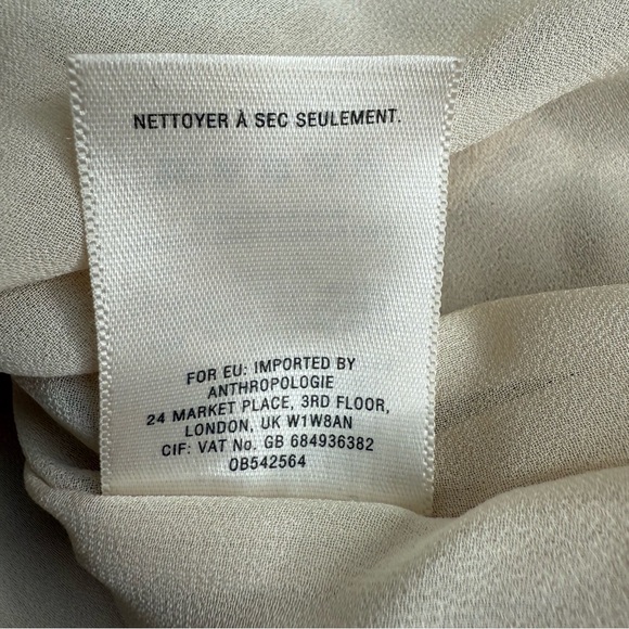 Anthropologie Floreat Crinkled Cream Crushed Velvet Tunic Shift Dress Small EUC - Picture 12 of 15